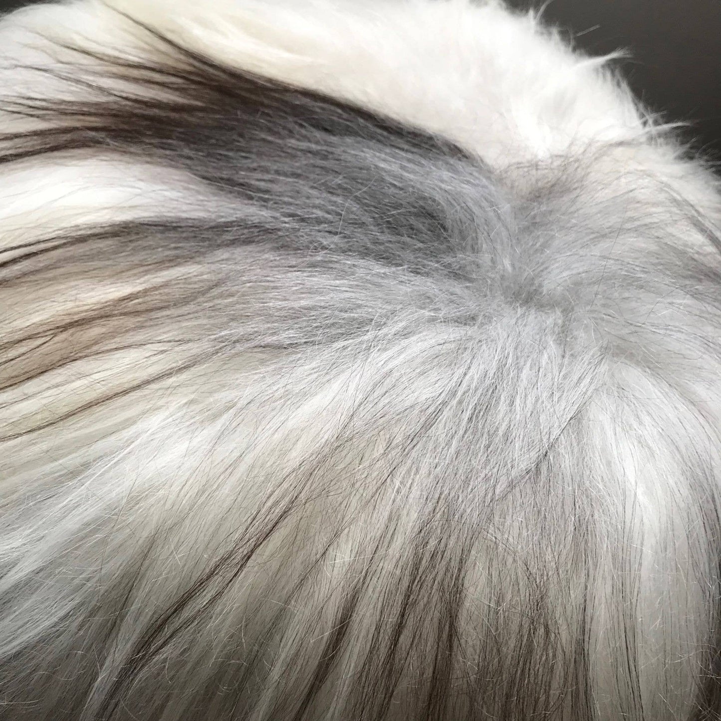 Icelandic Sheepskin Roundie Seat Cover White with Grey