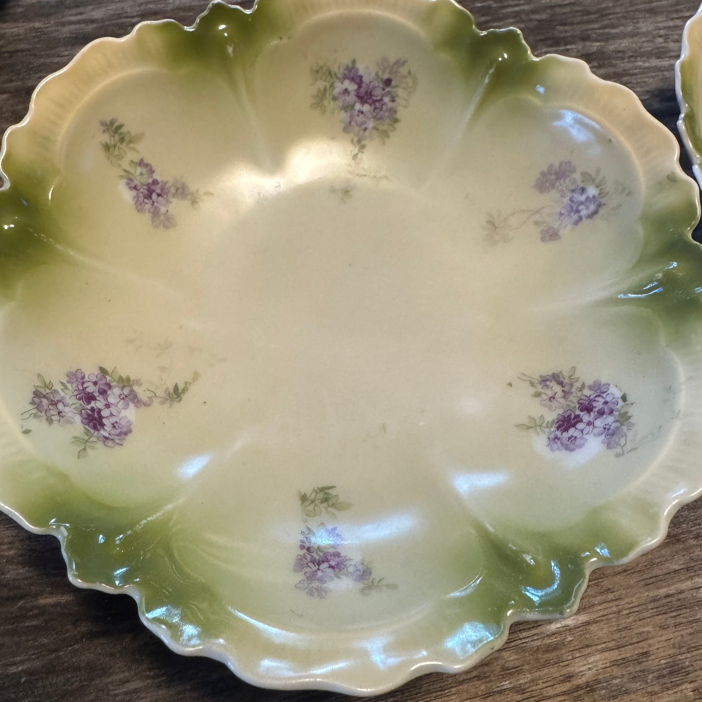 Vintage Violet Berry Bowls (2) and 1 Plate Set