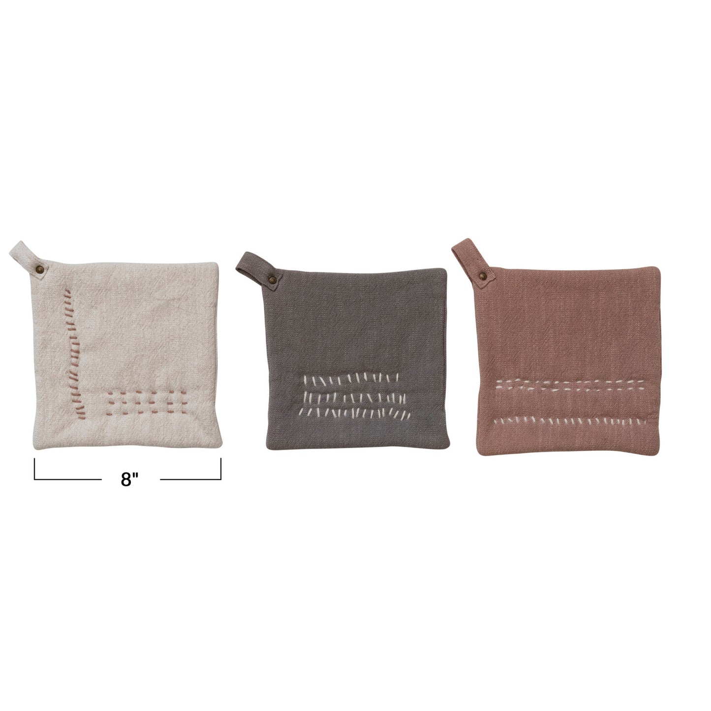 Hand-Embroidered Cotton Slub Pot Holder